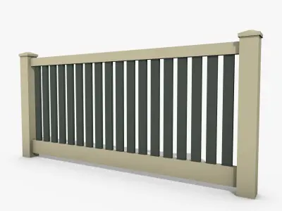 Wooden Fence Low-poly 3D model 7