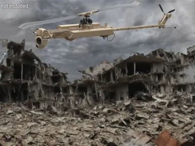  Desert Military Surveillance Drone Rigged for Cinema 4D 