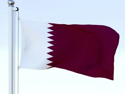 Animated Qatar Flag Low-poly 3D model