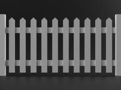Four low poly fences Low-poly 3D model