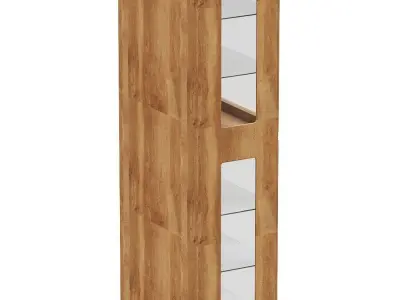 Shelves wooden display cabinet with glass doors Low-poly 3D model
