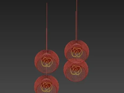 Suspension four pendant lights 3D model
