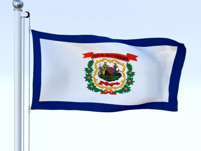 Animated West Virginia Flag Low-poly 3D model