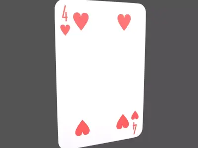 Poker Cards Heart 4 V1 001 Low-poly 3D model