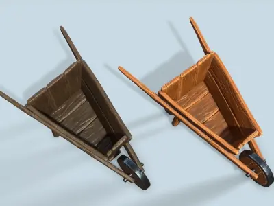 Wooden cart with ore stylized Low-poly 3D model