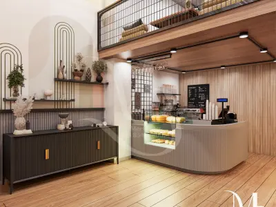 INTERIOR  MODERN CAFE 3D  FULL MODEL WITH LIGHTING 3D model