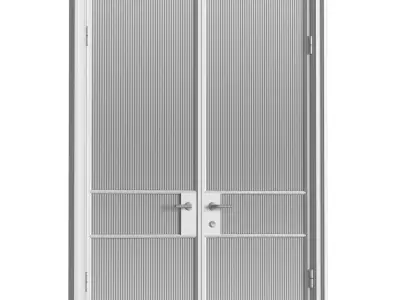 Glass fluted Entrance Loft Interior Doors 3D model