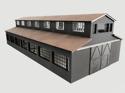 Warehouse Low-poly 3D model 6