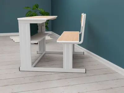 Desk and Bench Free 3D model