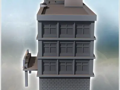 Modern Flat Roof Hospital with Wave Architecture Intact Version  3D print model