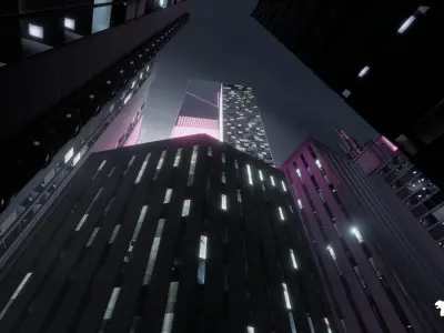Futuristic Rooftop City Environment Low-poly 3D model