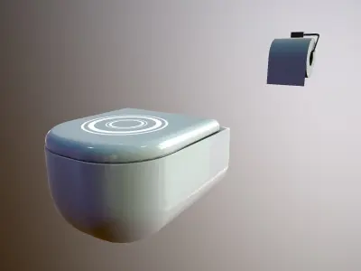 Futuristic Restroom Toilet Low-poly 3D model
