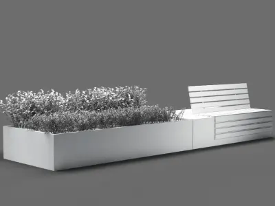 bench1046 concrete benches and plants in park 3D model