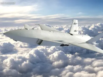  Unmanned Stealth Jet Flying White 