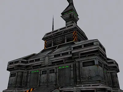 Sci-Fi Buildings collection Low-poly 3D model