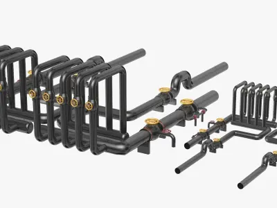 Black Industrial Pipes Model 3D model