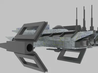  Es - 500 Spaceship  Low-poly 3D model