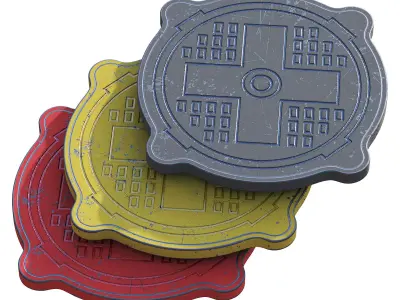 Sewage hatches Low-poly 3D model