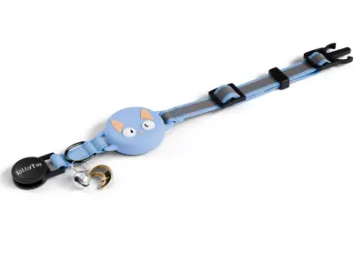 Cat Collar with Cute Face Design - Light Blue 3D model