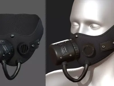 Gas mask respirator scifi futuristic military combat  Low-poly 3D model