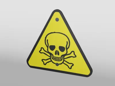 Triangular Hazard Sign Low-poly 3D model