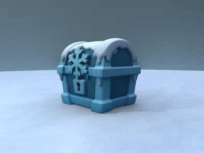 Frozen Chest - Stylized Ice Loot Box 3D Model Low-poly 3D model