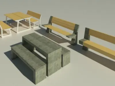 revit urban furniture  families pack 3D model