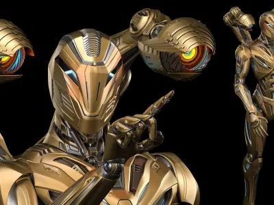 Futuristic Sci Fi Robots - Rigged 3D Model Pack