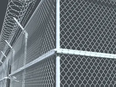 Modular Chain Link Fence High Poly  3D model