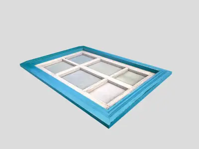 low poly window 2 frame with four glass panes Low-poly 3D model