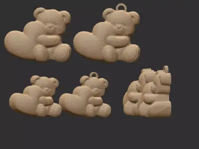 teddy big heart valentines decor  3D print model