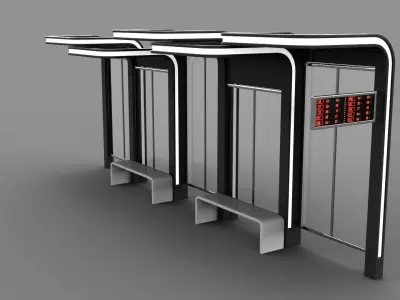 Moder Bus Stop 3 Low-poly 3D model