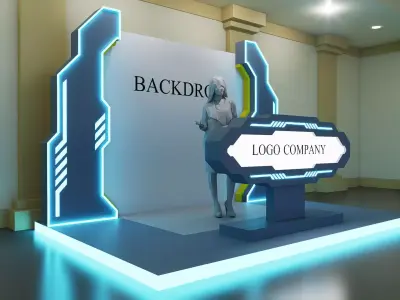 Futuristic Sci-Fi Event Photo Booth and Exhibition Stand 3D model
