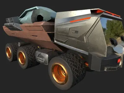 Sci-Fi Truck Model Low-poly 3D model