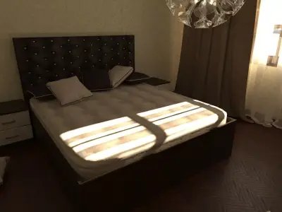 Bedroom with bed and lamp 3D model