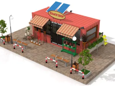 Container Flower Store Low-poly 3D model