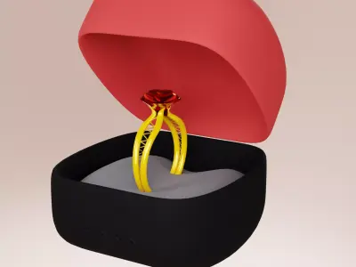 Gold Women Diamond Ring 3D print model 3D print model Low-poly 3D model