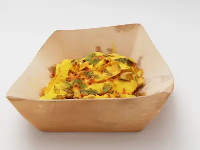 Potato dip dipping fried fry sauce with greens 3D model