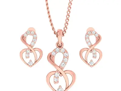 Heart Love Valentine Light wt Pendant Earrings Set 3dm stl obj 3D print model