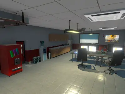Fire Department - Modular pack with interior Low-poly 3D model