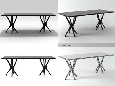 Scrub dining table with four legs 3D model