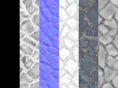Black cobblestone seamless PBR texture Texture