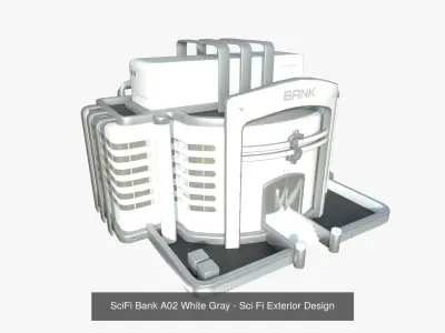 10 Sci Fi Buildings Collection B - White Gray - Exterior Design 3D Model Pack