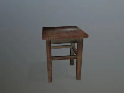 Footstool wooden table Low-poly 3D model