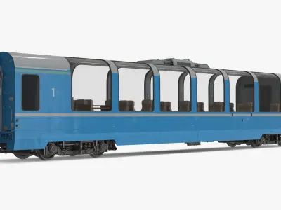  Observation-Class Train Car with Luxury Seating Blue with Interior 