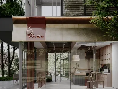 Modern outdoor architecture landscape cafe book bar park 3D model