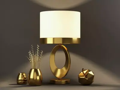 Gold Home Decor Set 3D model