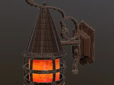 Low-poly street wall lamp Low-poly 3D model