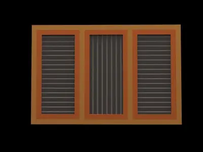  WOODEN WINDOW -LOW POLY -GLASS-150X100 - KW3- 3 panel furniture Low-poly 3D model