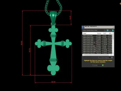 Light Gold 18K Cross Pendant 2CP071 3D print model